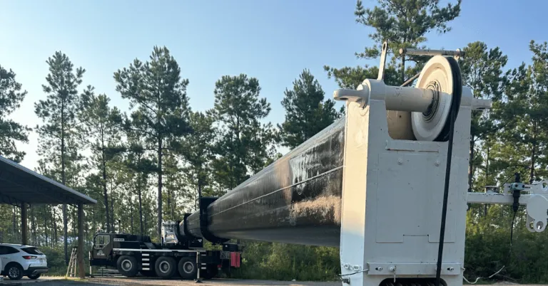 Certified arborist performing crane-assisted tree removal in Brent, FL yard